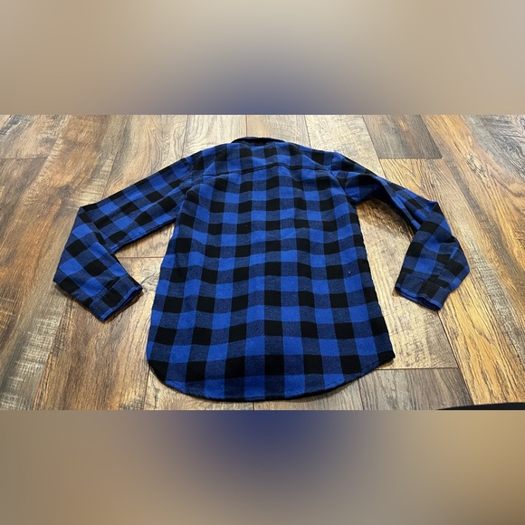 Grandwish Boys Flannel Long Sleeve Shirt, Blue Black Check Plaid Size 10-12 - Picture 5 of 5